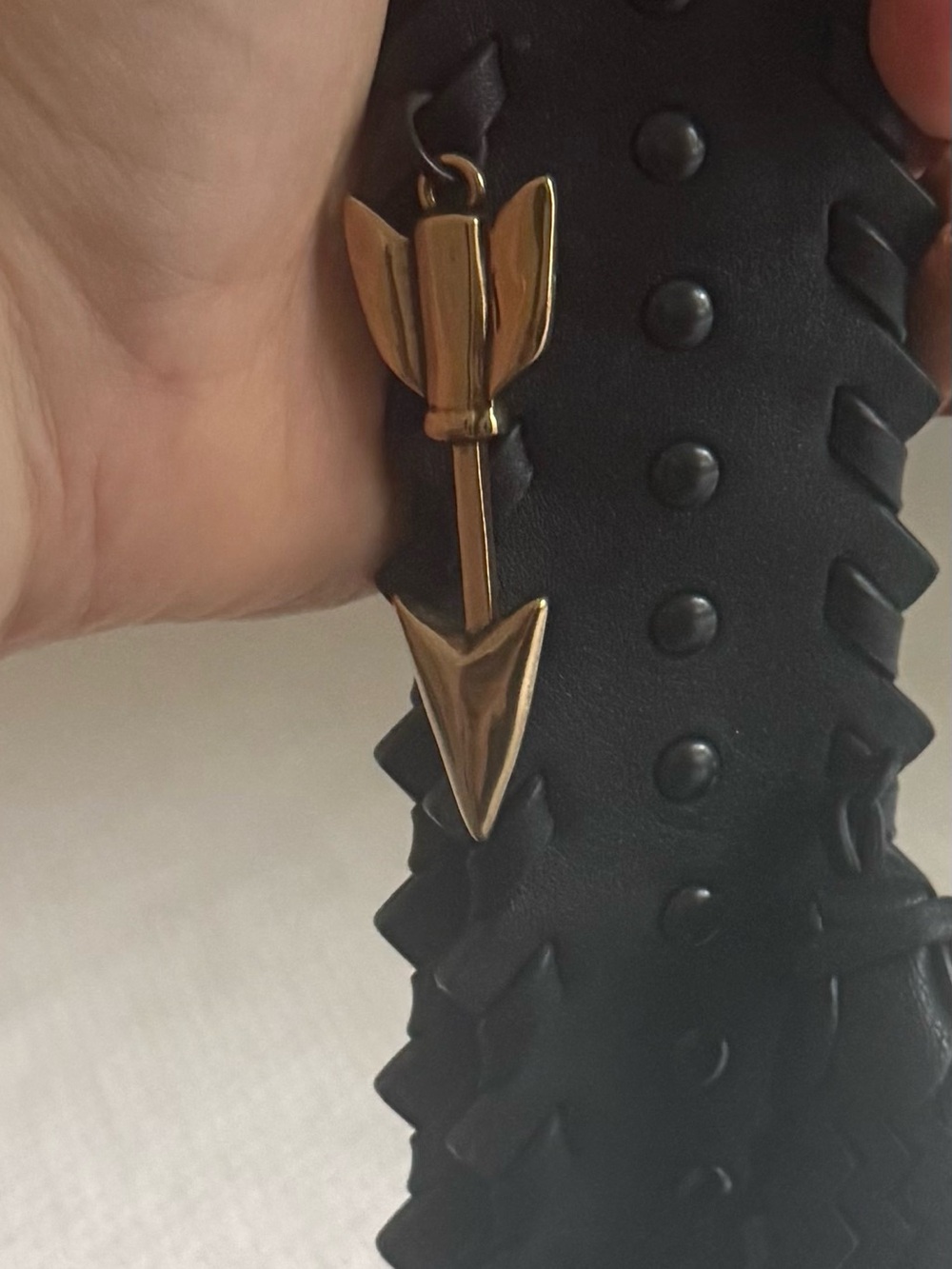 Coach Black Leather Arrow Accent bag strap